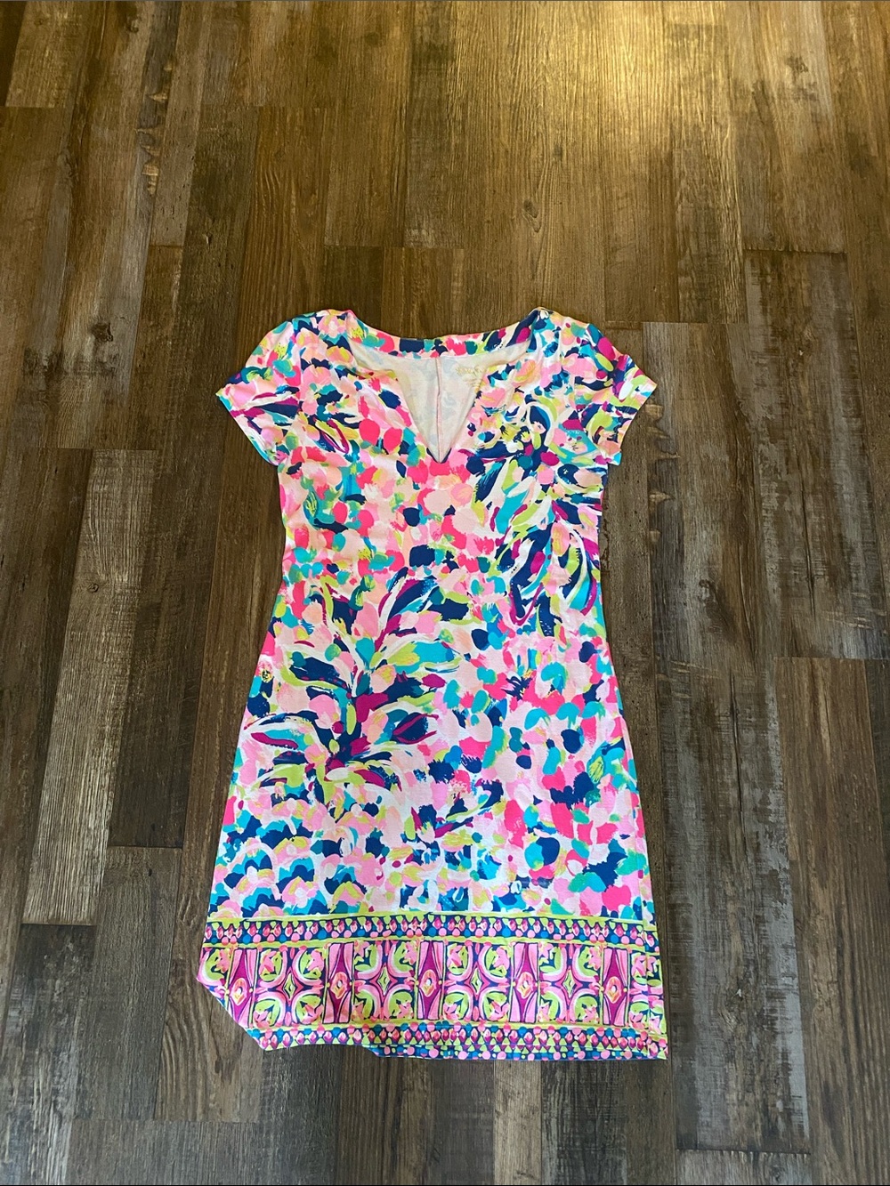 Lilly Pulitzer Pink Multicolor Cap-Sleeve Shift Dress
